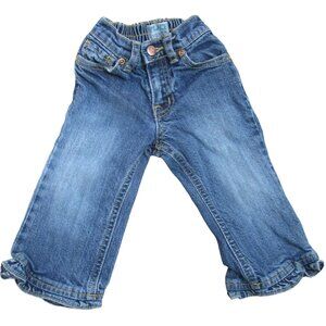 Place Zip Up Ruffle Flare Jeans Toddler Girls‎ Size 18M Blue Elastic Denim Pants